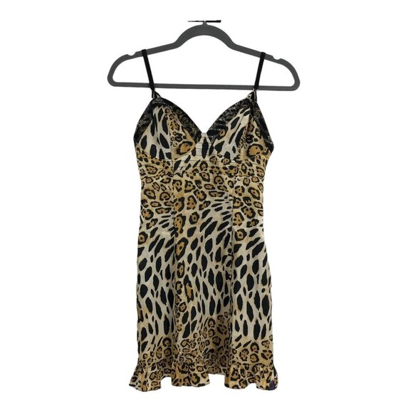 Guess Jeans Leopard  Print V-neck Cami Mini Slip Dress size 3 - Picture 3 of 16